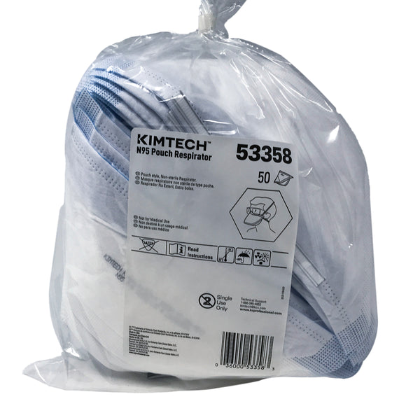 Kimtech™ N95 Pouch Respirator (53358), NIOSH-Approved, Made in the USA,  Regular Size, 50 Respirators/Bag, 6 Bags/Case, 300 Respirators/Case