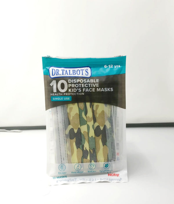 Dr. Talbot's Kids Army Green Single use Face Masks