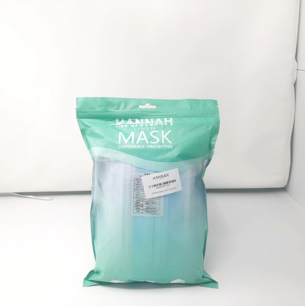 Hannah Linen Blue 3-Ply Protective Disposable Face Mask