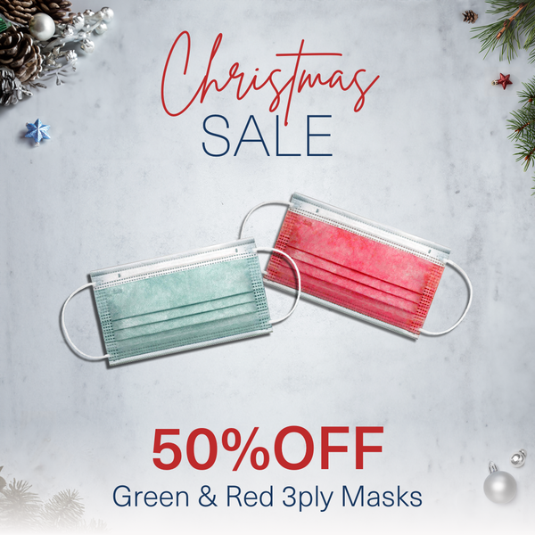 Christmas Sale | Green & Red USA-Made Disposable Face Masks